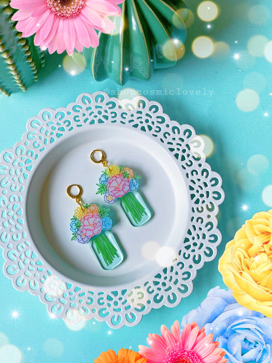 Mason Jar Spring Bouquet Earrings