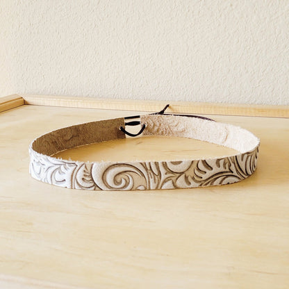 Sandy White Floral Embossed Leather Hat Band Only 951c
