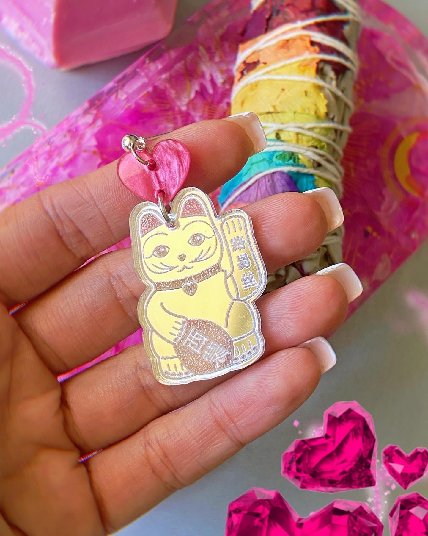 Maneki-neko Silver Earrings