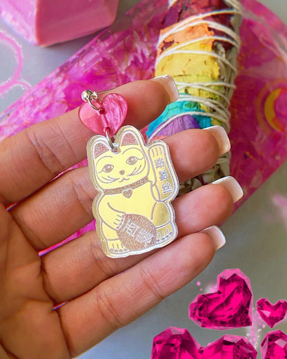 Maneki-neko Silver Earrings