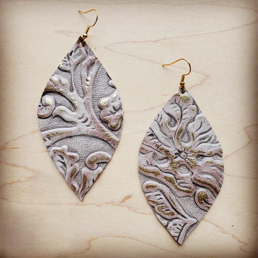 Leather Oval Earrings- Gilded Cowboy 207h