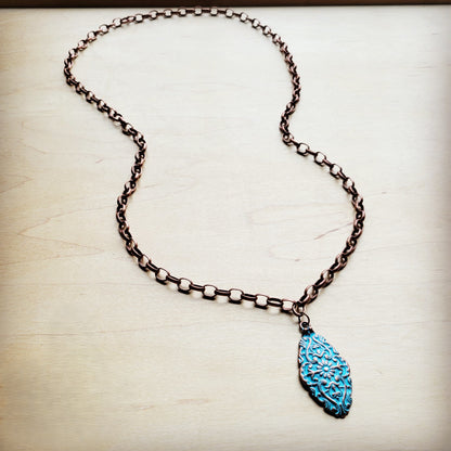 **Antique Layering Necklace w/ Burnished Filigree Pendant 258t