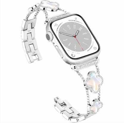 Bling Diamond Clover Bands for Women - Lucky, Cute & Sparkle Dressy Metal Bracelet Strap for Apple Watch