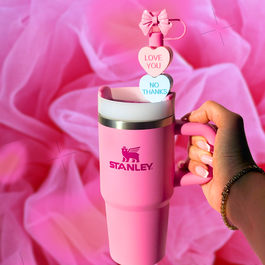 Anti-Valentines Love Day Candy Hearts Tumbler Straw Toppers