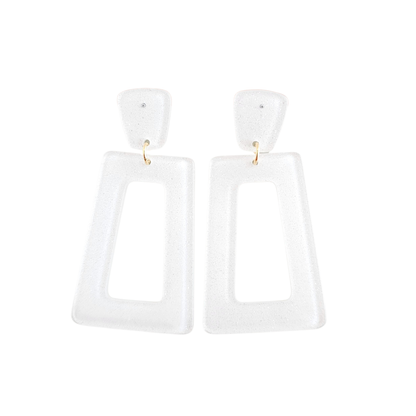 Avery Earrings - White Glitter