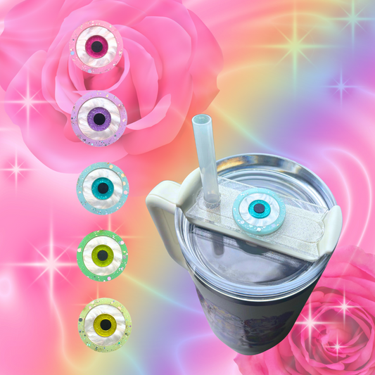 Pastel Rainbow Confetti Evil Eye Tumbler H2.0 Cup Topper 40oz | 30oz | 20 oz | 14oz Tumbler Cup Accessories | Quencher Tumbler