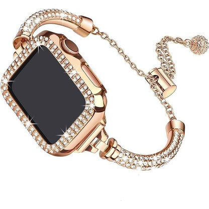 Bling Band Bracelet for Women | Compatible with Apple Watch Series 9/8/7/6/5/4/3/2/1 | Stainless Steel Dressy Metal Strap
