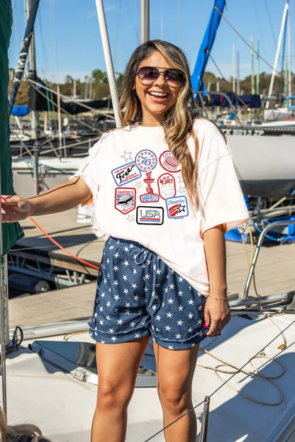 White USA Patches Top