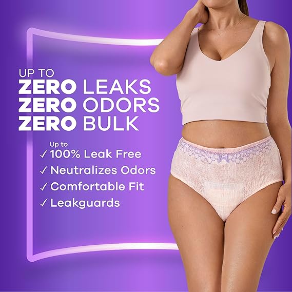 Always Discreet Adult Incontinence Underwear for Women and Postpartum Underwear, Small/Medium, Up to 100% Bladder Leak Protection, 32 Count