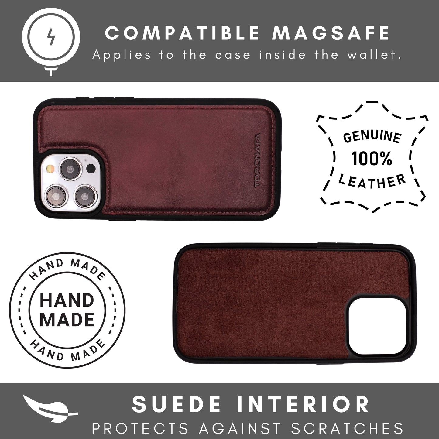 Vegas Premium Leather iPhone 15 Pro Max Wallet Case with MagSafe | Detachable RFID Blocking Luxury Wallet