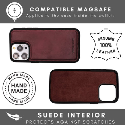 Vegas Premium Leather iPhone 15 Pro Max Wallet Case with MagSafe | Detachable RFID Blocking Luxury Wallet