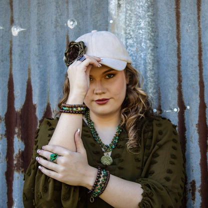 Genuine HuBei Natural Turquoise Beaded Bracelet w/ Copper 810g