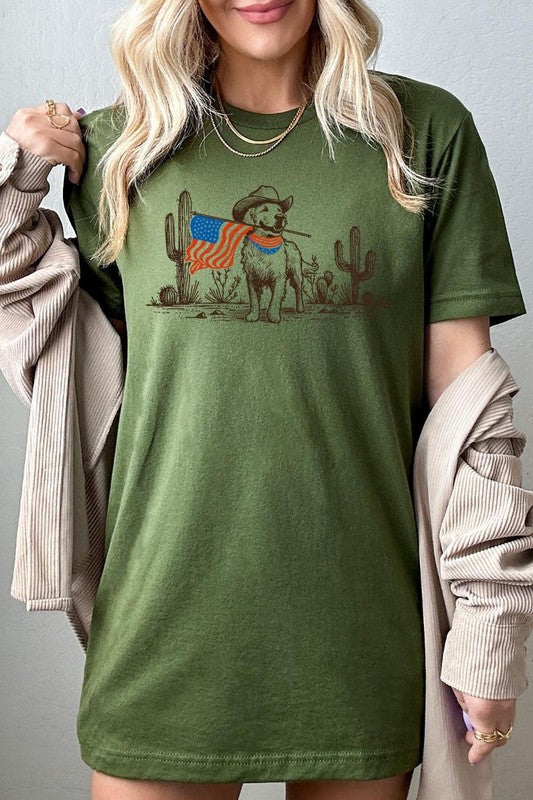 American Cowboy Dog Graphic Plus Tee