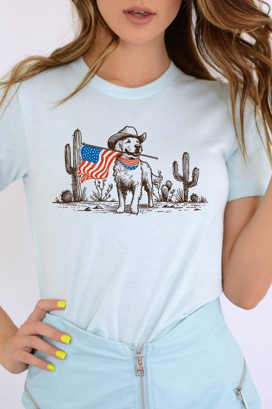 American Cowboy Dog Graphic Plus Tee