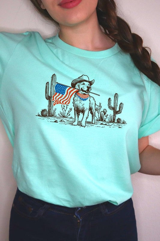 American Cowboy Dog Graphic Plus Tee