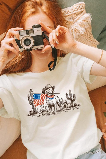 American Cowboy Dog Graphic Plus Tee