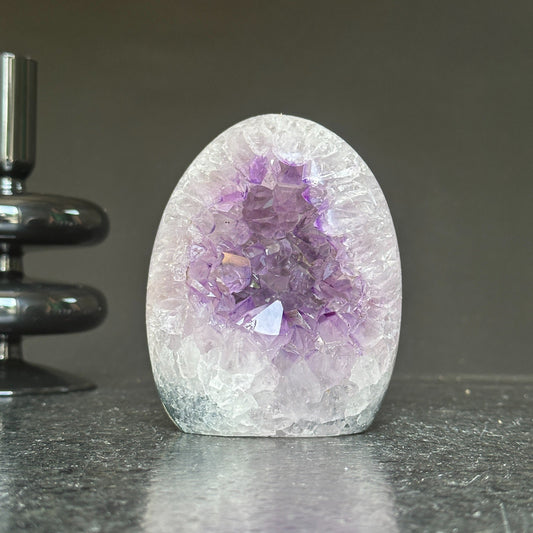 Superb Amethyst with Agate and Quartz formations, 5 in tall Extra Large Amethyst Cave, Oval Shaped Stone, Extra Large Collector piece