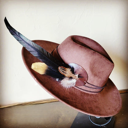 Boho Western Hat w/ Choice of Feather Hat Band-Brown 982d