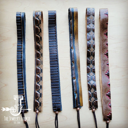 Red & Brown Navajo Embossed Leather Hat Band Only 950k