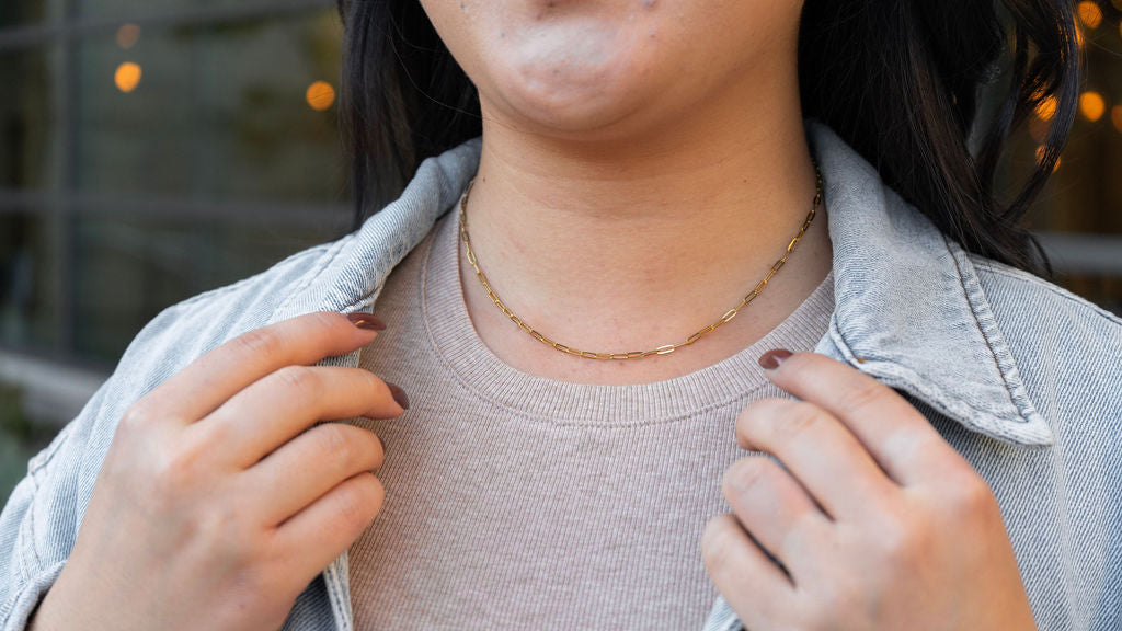 Luxe Gold Delicate Paper Clip Chain - 18"