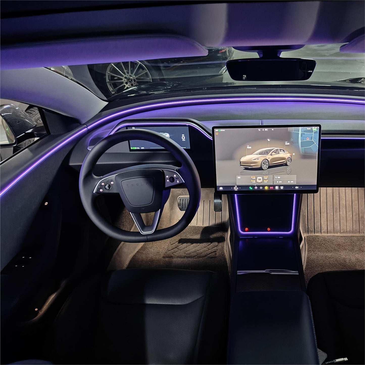 TESERY 8.9'' Integrated Dashboard Display with Ambient Lighting for Model 3 Highland / Model Y Juniper