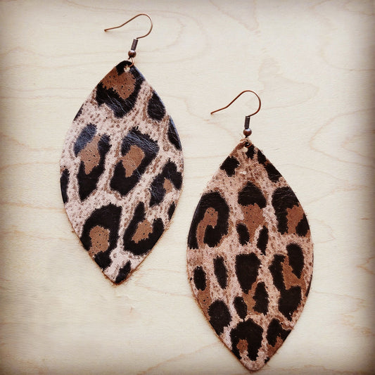 **Leather Oval Earring-Leopard Suede 209x
