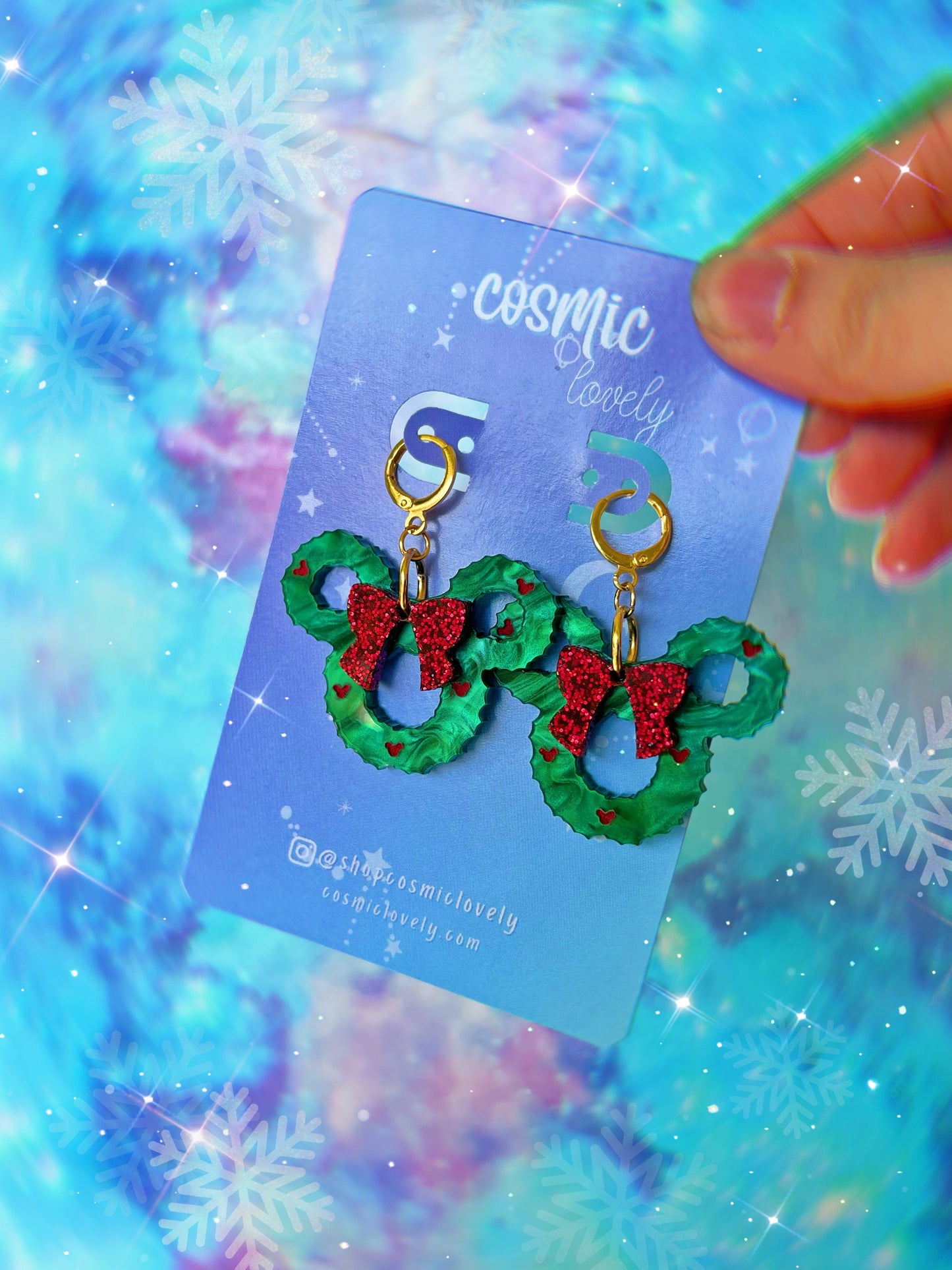 Mouse Christmas Wreath Earrings
