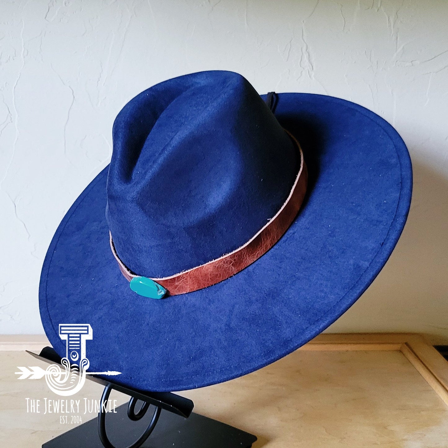 Boho Western Felt Hat w/ Choice of Hatband- Navy 990a
