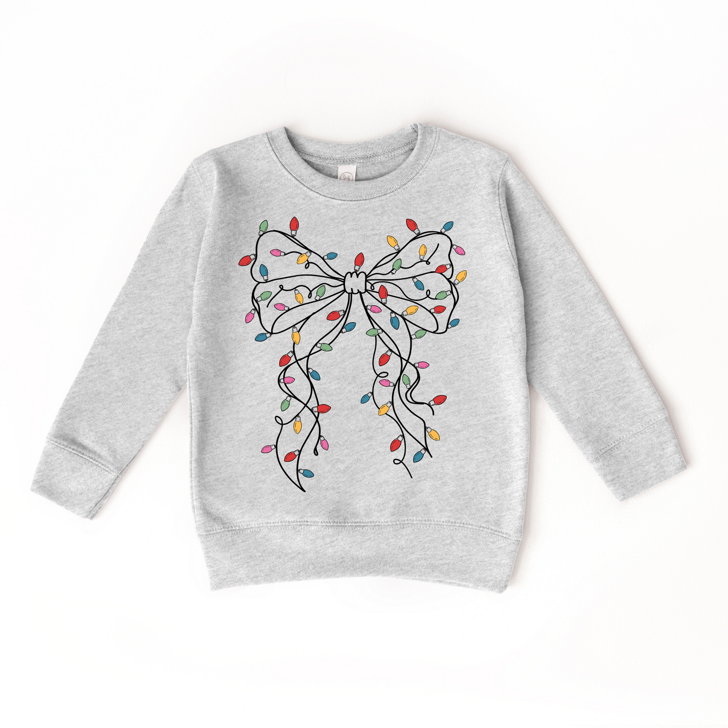 Coquette Bow Christmas Lights Sweater