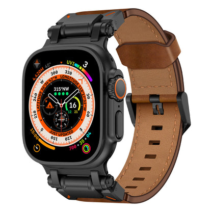 Leather Tactical Band for Apple Watch Ultra – 26mm Wide, Mecha-Style Connectors, Adventure-Ready