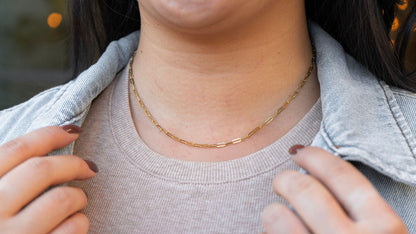 Luxe Gold Delicate Paper Clip Chain - 18"