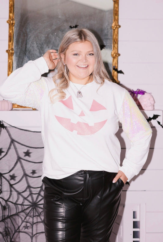 Sequin Jack O Lantern Long Sleeve