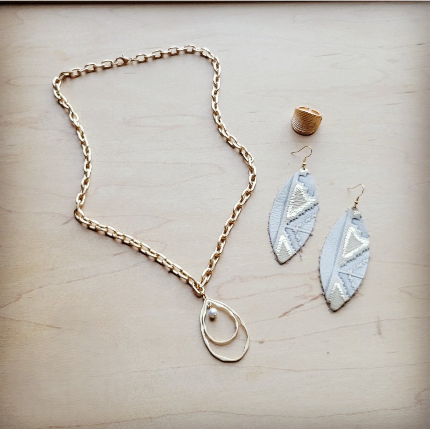 Matte Gold Electroplate Cuff Ring 012b