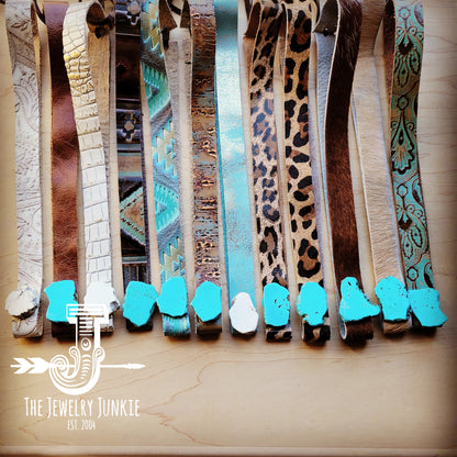 Boho Western Felt Hat w/ Choice of Leather Hat Band w/ Turquoise Slab-Brown 980h