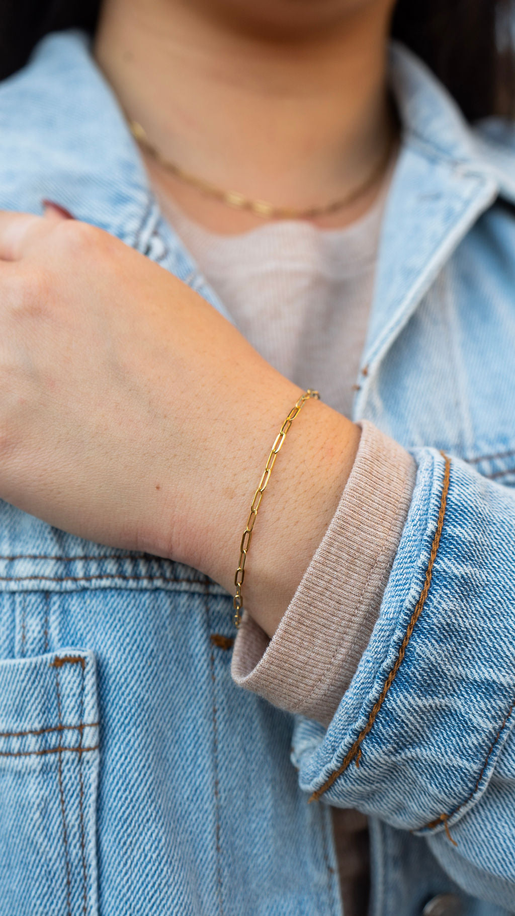 Luxe Gold Delicate Paper Clip Bracelet