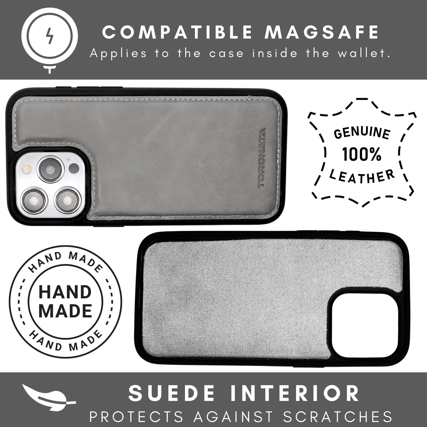 Vegas Premium Leather iPhone 15 Wallet Case with MagSafe | Detachable RFID Blocking Luxury Wallet