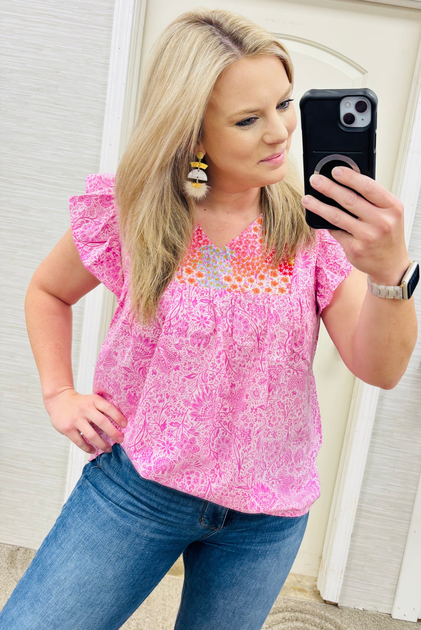 Pink Party Embroidery Blouse