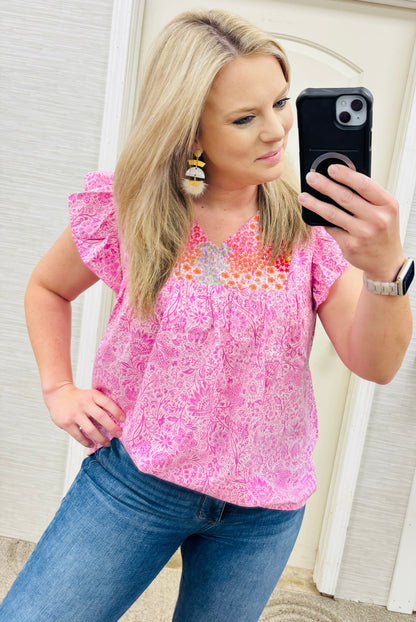 Pink Party Embroidery Blouse