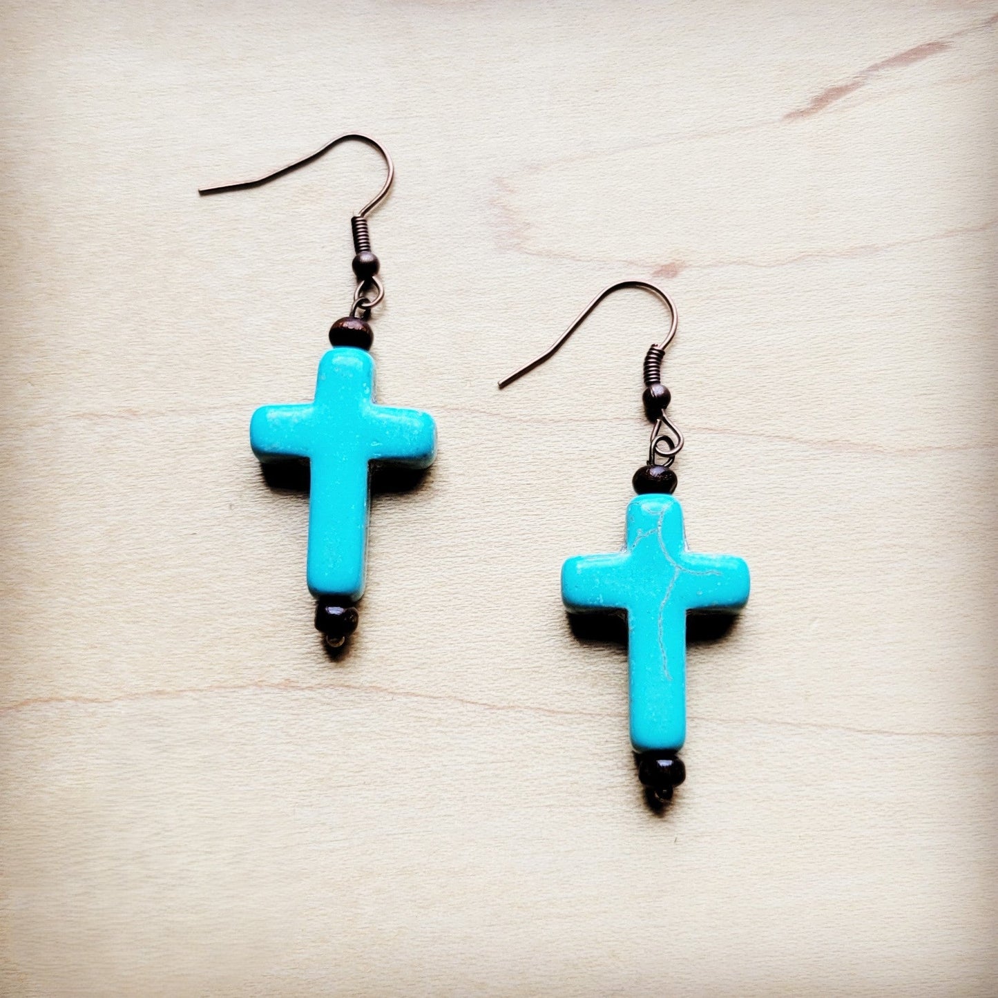 **Blue Turquoise Cross Earrings 220w