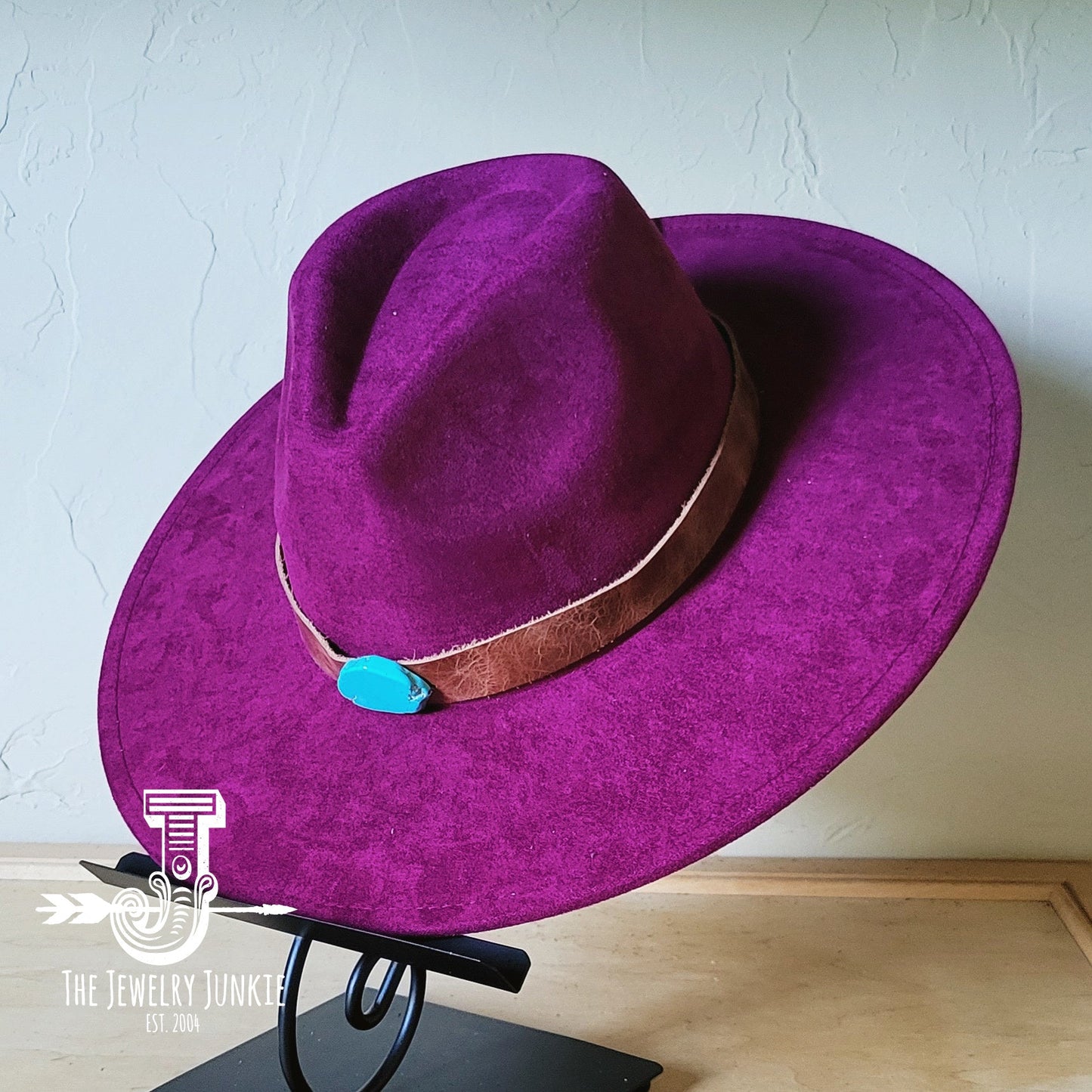 Boho Western Felt Hat w/ Choice of Hatband- Plum 990b