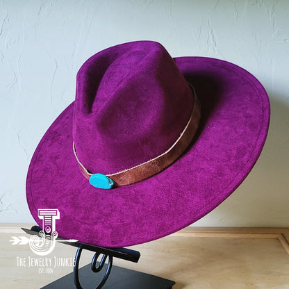 Boho Western Felt Hat w/ Choice of Hatband- Plum 990b