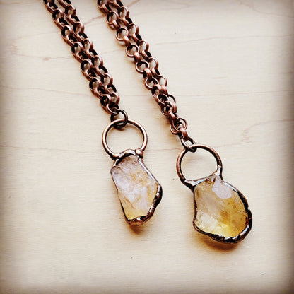 Long Copper Necklace with Genuine Citrine Copper Pendant 255g