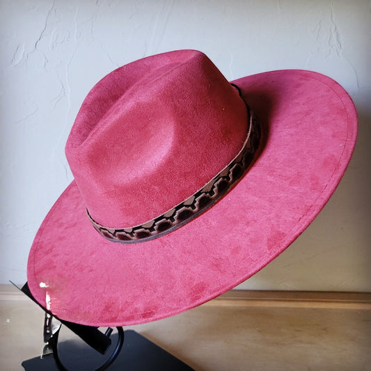 Rust Boho Hat w/ Choice of Leather Band & Turquoise Slab 984g