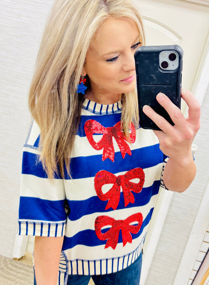 Blue Freedom Bows Top