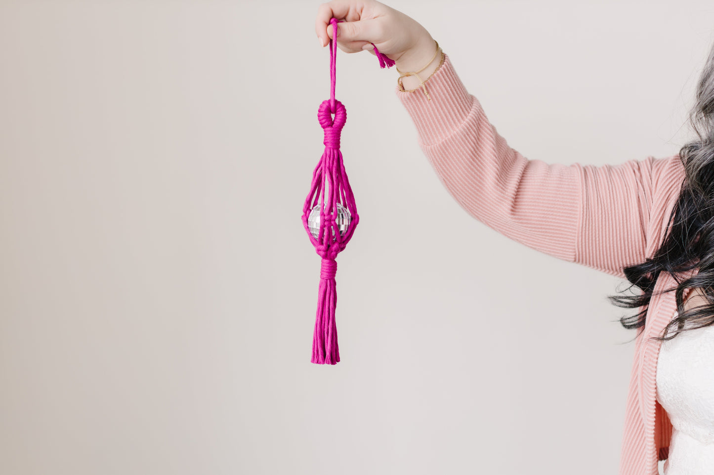 Macrame Disco Ball Car Hanging