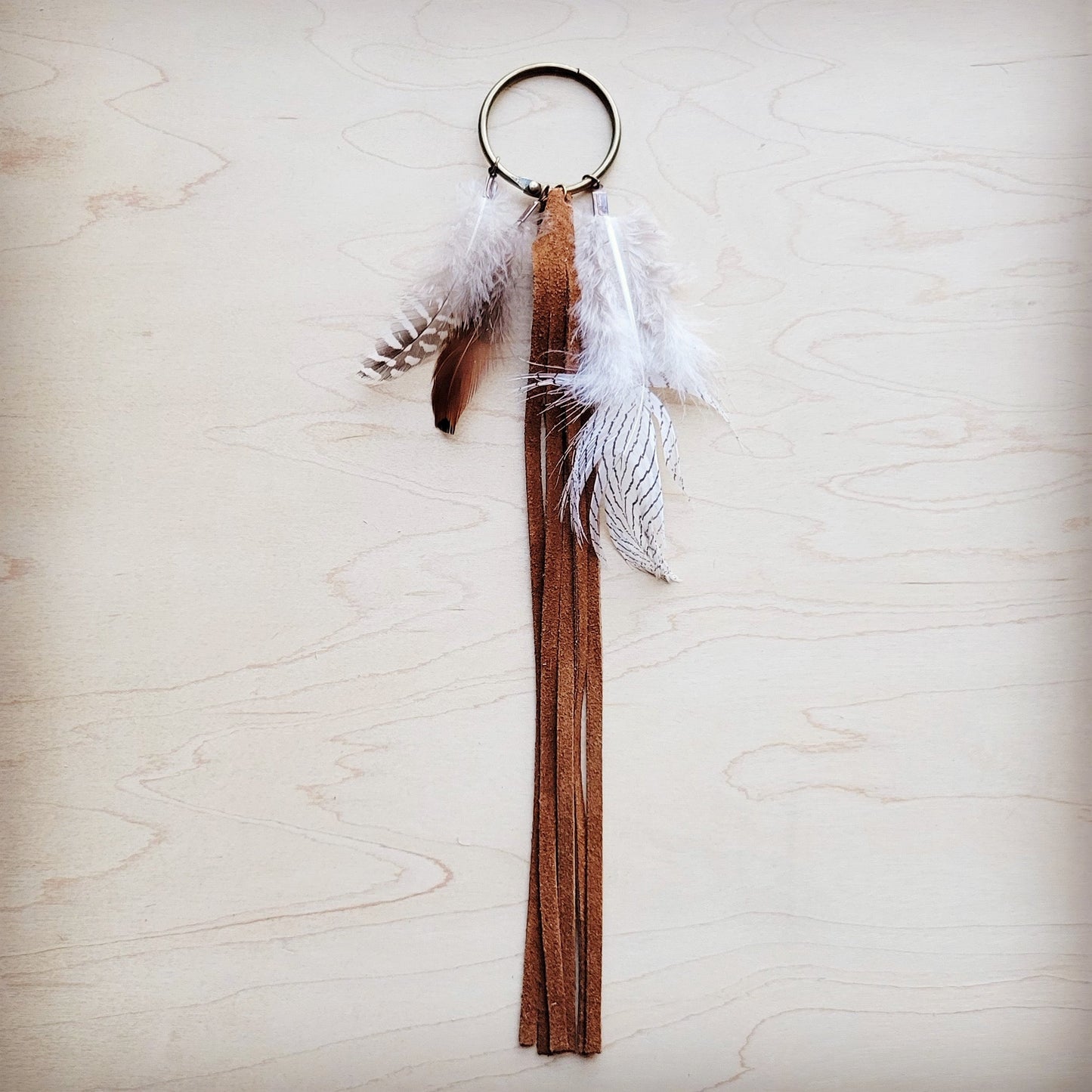 Boho Western Boot Bling Charm with Leather Fringe Cognac 500e