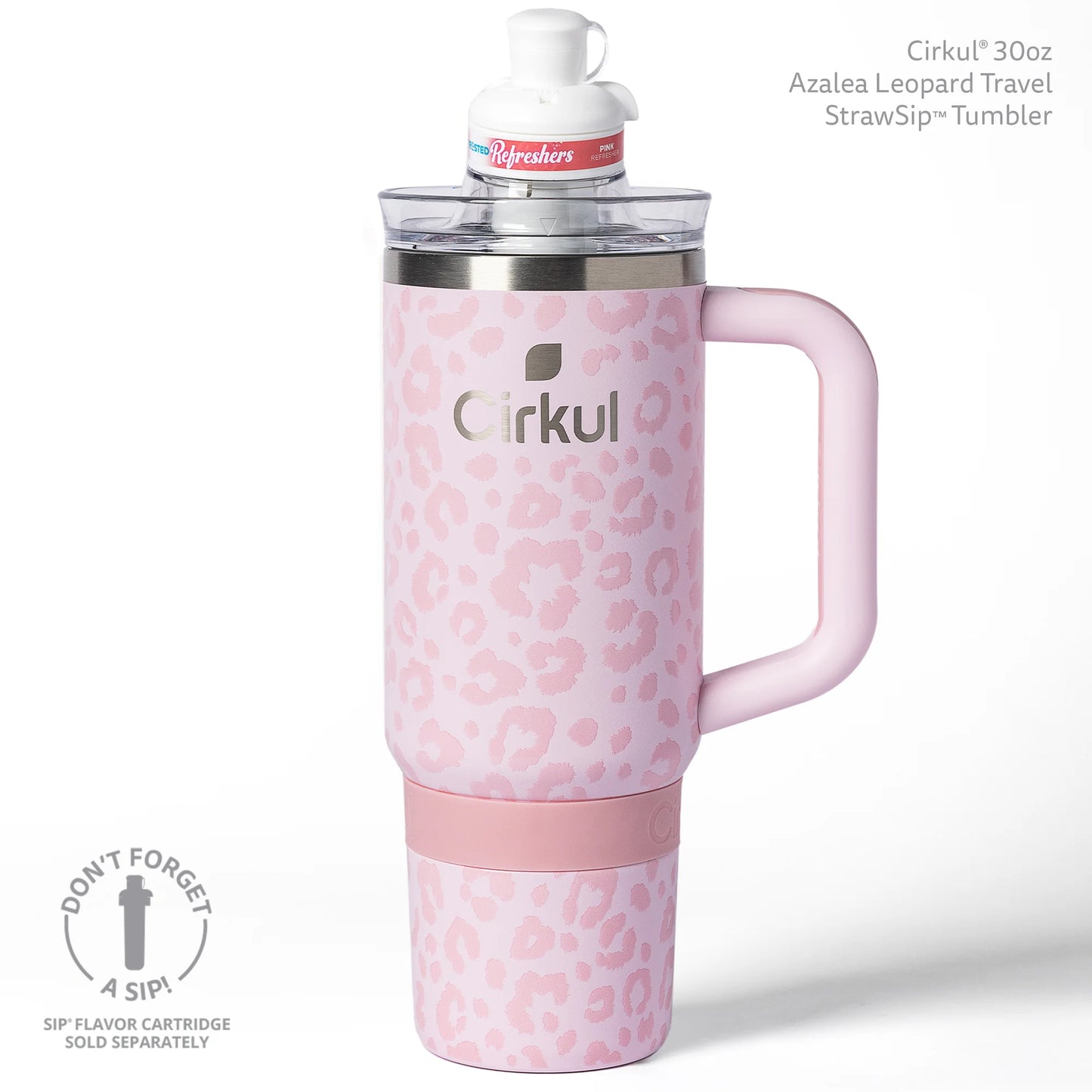 Cirkul 30oz Travel StrawSip Double-Wall Insulated Stainless Steel Tumbler with Handle, Azure Shimmer (Light Teal Sparkle)