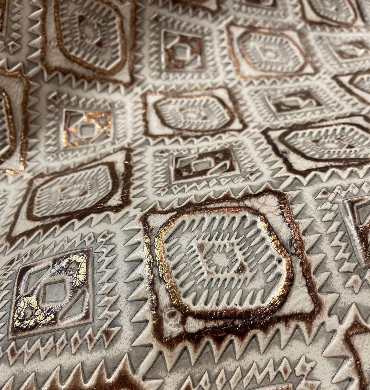 **Gold Aztec Embossed Leather Hat Band Only 951y