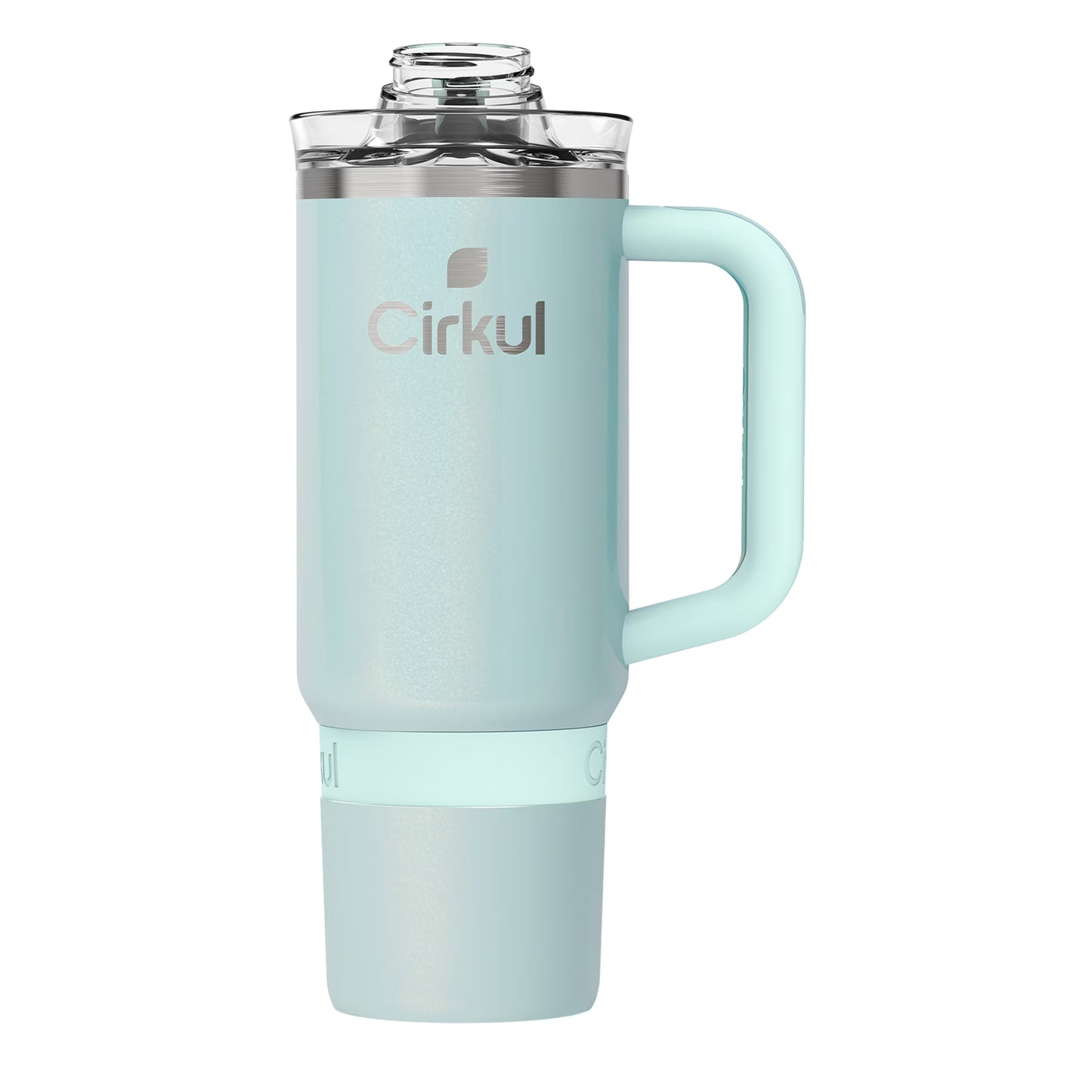 Cirkul 30oz Travel StrawSip Double-Wall Insulated Stainless Steel Tumbler with Handle, Azure Shimmer (Light Teal Sparkle)