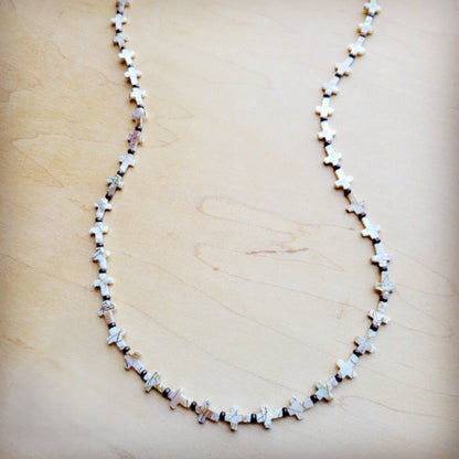 **Long Mother-of-Pearl Cross Necklace 259p